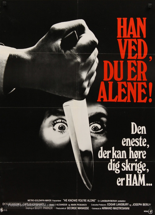 He Knows You&#039;re Alone - Danish Movie Poster