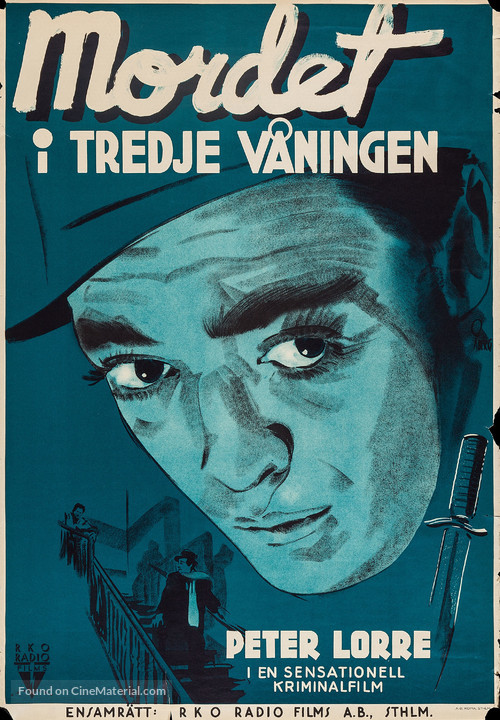 Stranger on the Third Floor - Swedish Movie Poster