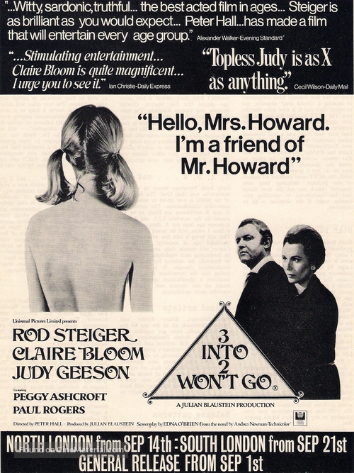 Three Into Two Won&#039;t Go - British poster