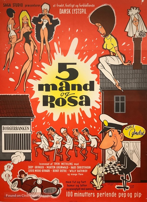 Fem mand og Rosa - Danish Movie Poster