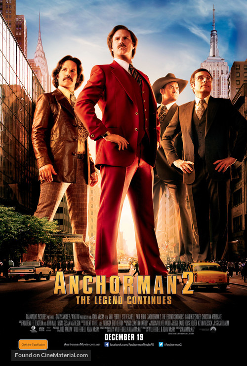 Anchorman 2: The Legend Continues - Australian Movie Poster