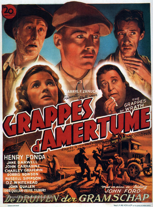 The Grapes of Wrath - Belgian Movie Poster
