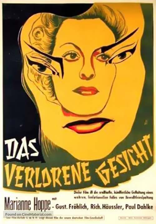 Das verlorene Gesicht - German Movie Poster