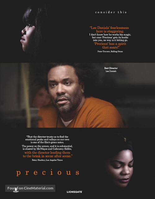 Precious: Based on the Novel Push by Sapphire - For your consideration movie poster
