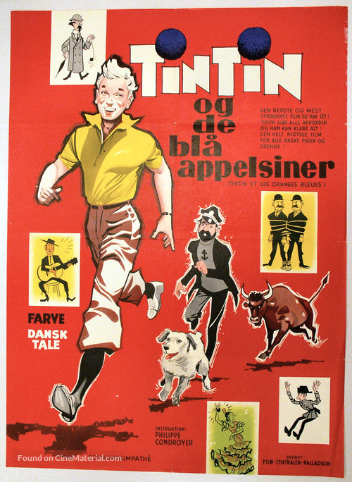 Tintin et les oranges bleues - Danish Movie Poster