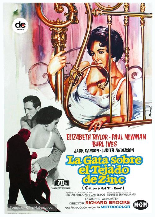 Cat on a Hot Tin Roof - Spanish Movie Poster