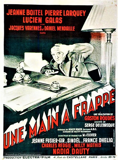 Une main a frapp&eacute; - French Movie Poster