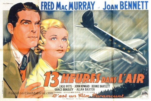 Thirteen Hours by Air - French Movie Poster
