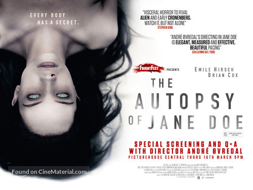 The Autopsy of Jane Doe - British Movie Poster