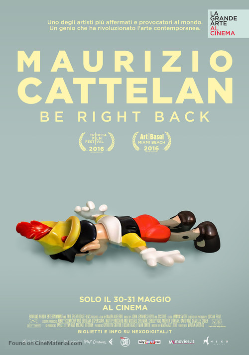 Maurizio Cattelan: Be Right Back - Italian Movie Poster