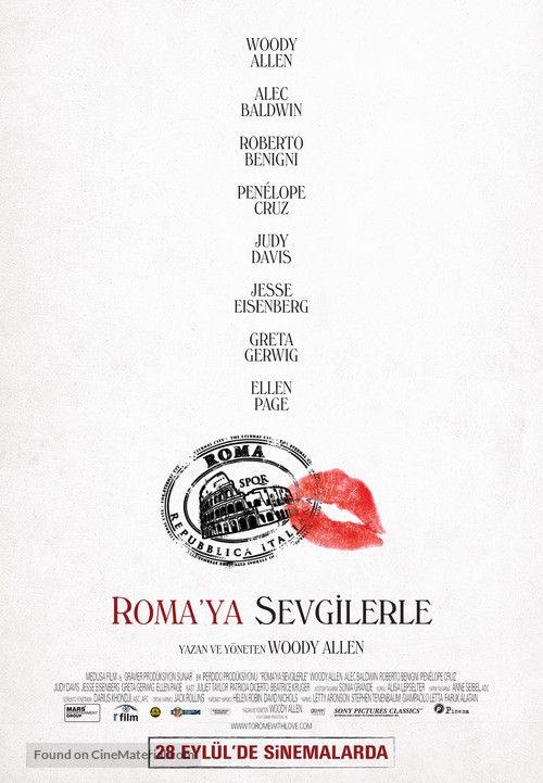 To Rome with Love - Turkish Movie Poster