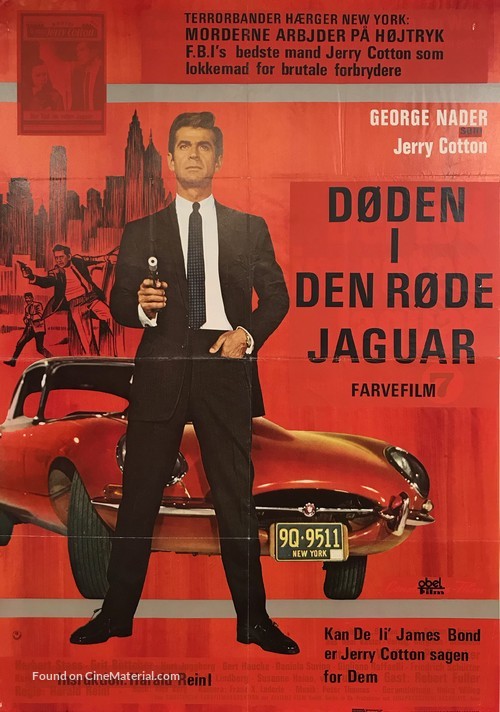 Der Tod im roten Jaguar - Danish Movie Poster