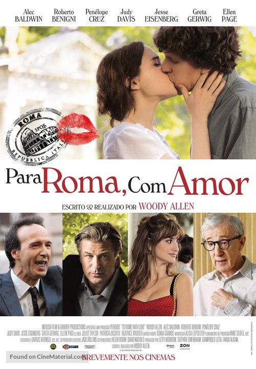 To Rome with Love - Portuguese Movie Poster