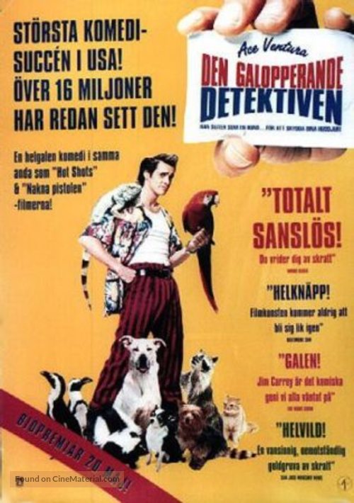 Ace Ventura: Pet Detective - Swedish Movie Poster