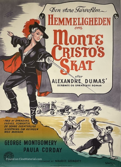 The Sword of Monte Cristo - Danish Movie Poster