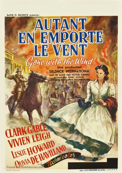 Gone with the Wind - Belgian Movie Poster