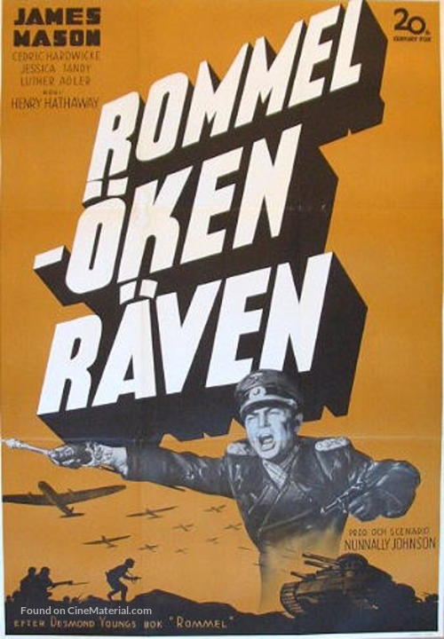 The Desert Fox: The Story of Rommel - Swedish Movie Poster