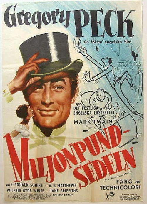 The Million Pound Note - Swedish Movie Poster