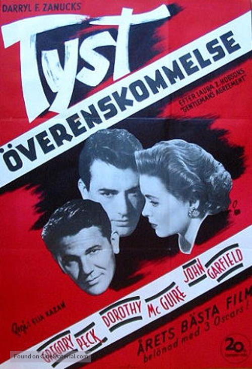 Gentleman&#039;s Agreement - Swedish Movie Poster