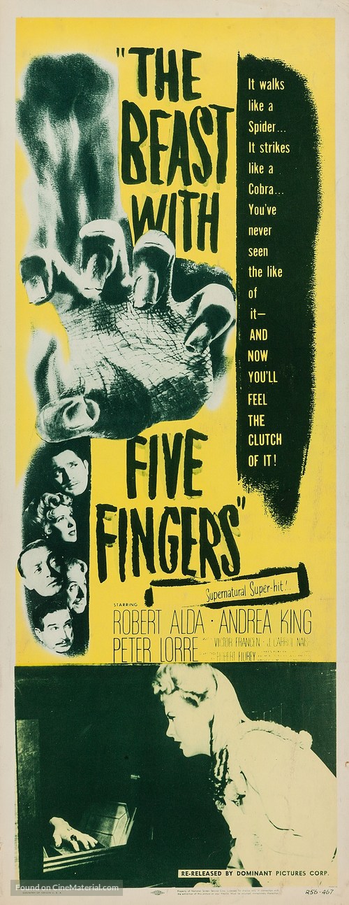 The Beast with Five Fingers - Re-release movie poster