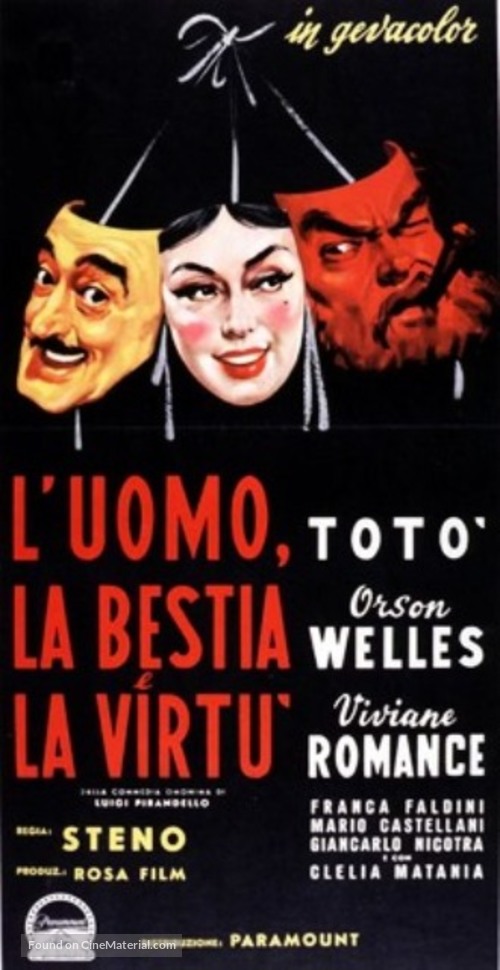 L&#039;uomo, la bestia e la virt&ugrave; - Italian Movie Poster