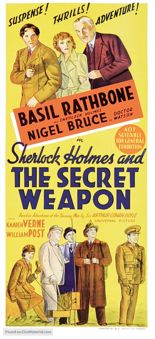 Sherlock Holmes and the Secret Weapon - Australian Movie Poster