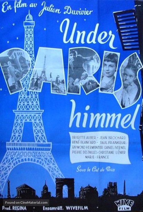 Sous le ciel de Paris - Swedish Movie Poster