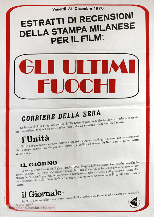 The Last Tycoon - Italian Movie Poster