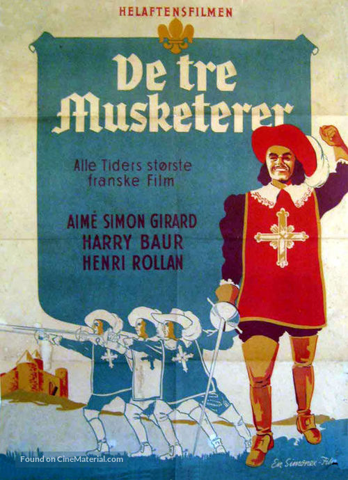 Les trois mousquetaires - Danish Movie Poster