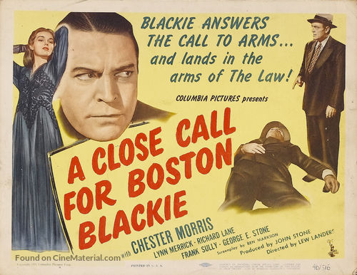 A Close Call for Boston Blackie - Movie Poster