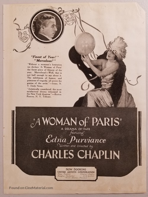 A Woman of Paris: A Drama of Fate - Movie Poster