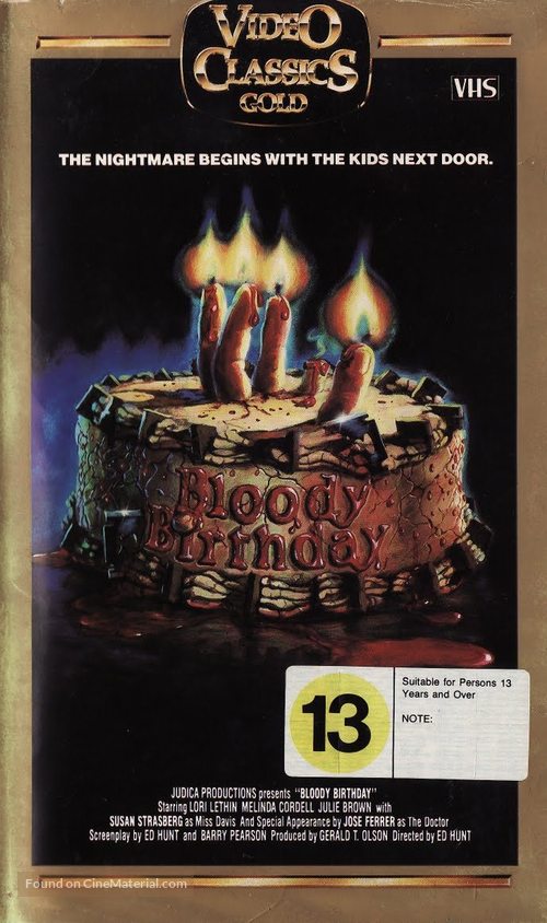 Bloody Birthday - New Zealand VHS movie cover