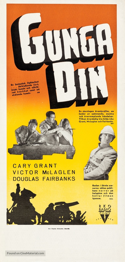 Gunga Din - Swedish Movie Poster