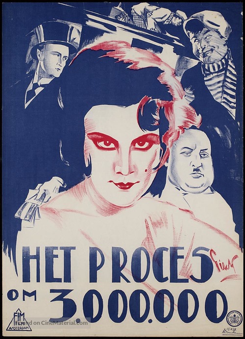 Protsess o tryokh millionakh - Dutch Movie Poster