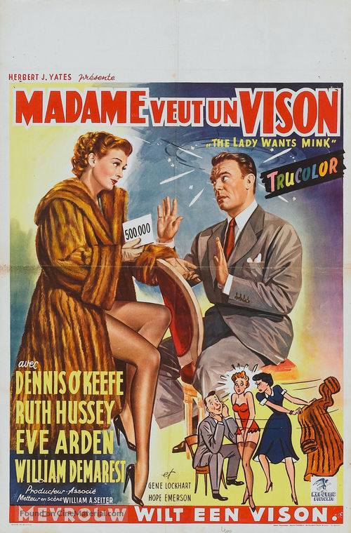 The Lady Wants Mink - Belgian Movie Poster