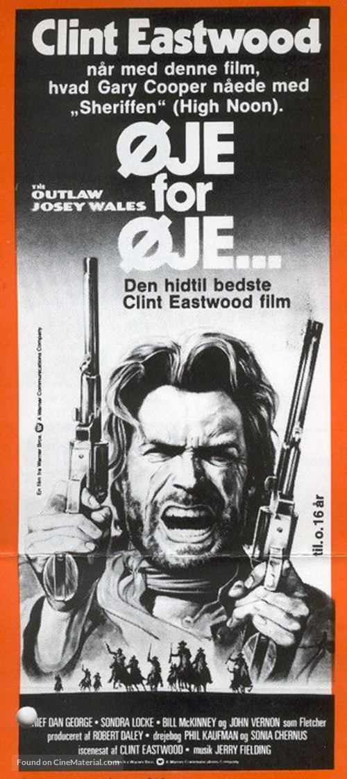 The Outlaw Josey Wales - Danish Movie Poster