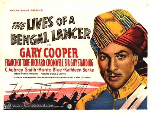 The Lives of a Bengal Lancer - British Movie Poster
