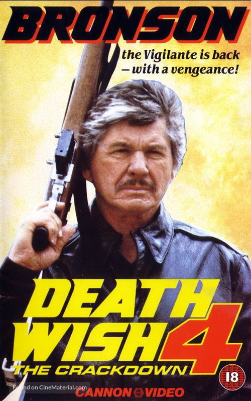 Death Wish 4: The Crackdown - British VHS movie cover