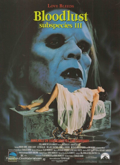 Bloodlust: Subspecies III - Movie Poster