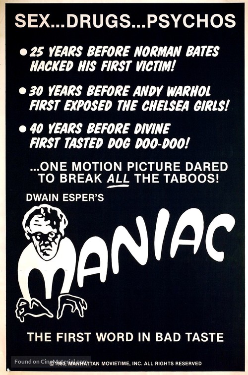 Maniac - Re-release movie poster