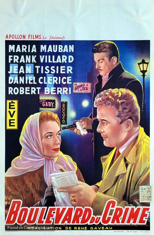 Boulevard du crime - Belgian Movie Poster