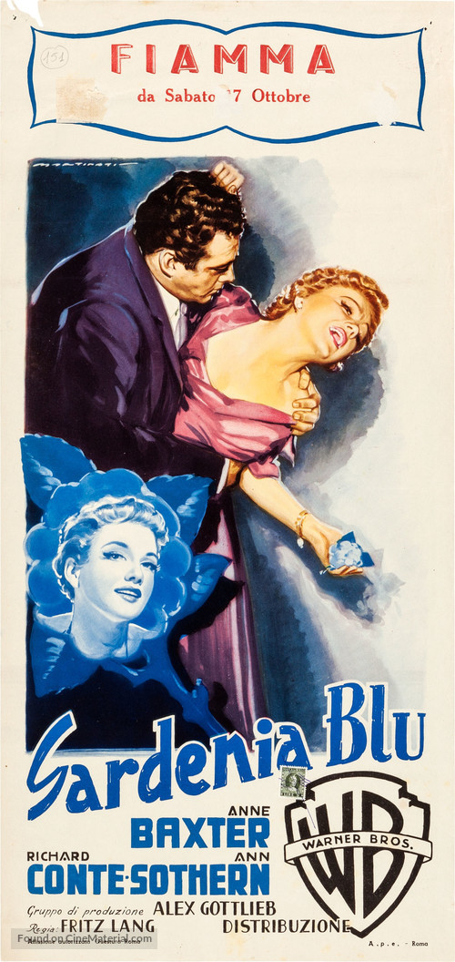 The Blue Gardenia - Italian Movie Poster