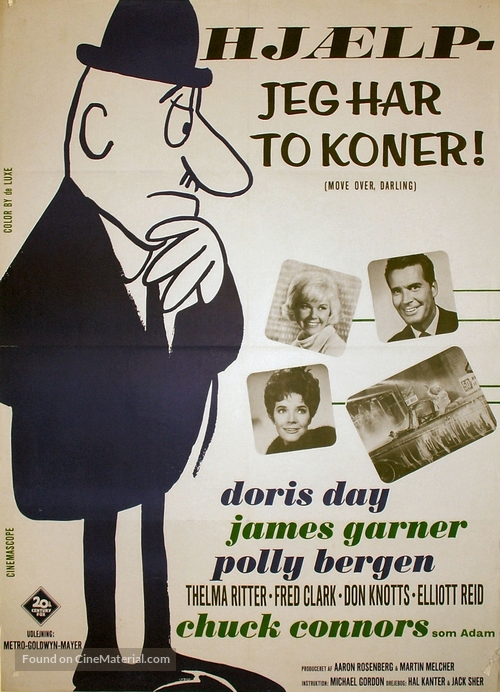 Move Over, Darling - Danish Movie Poster