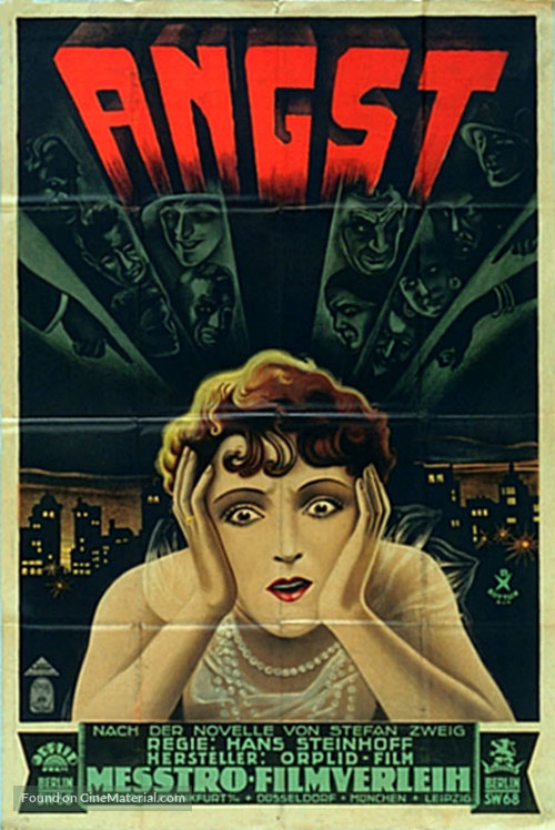 Angst - Die schwache Stunde einer Frau - German Movie Poster