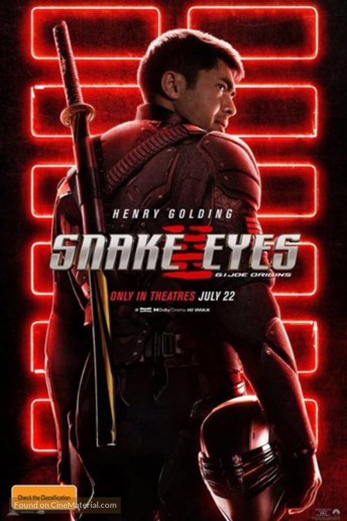 Snake Eyes: G.I. Joe Origins - Australian Movie Poster