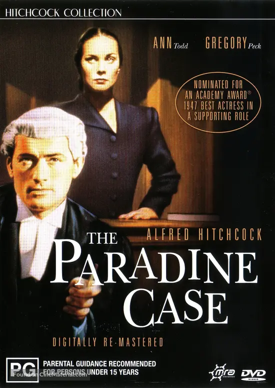 The Paradine Case 1947 Australian Dvd Movie Cover