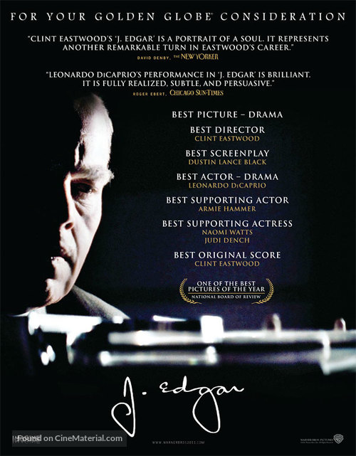 J. Edgar - For your consideration movie poster