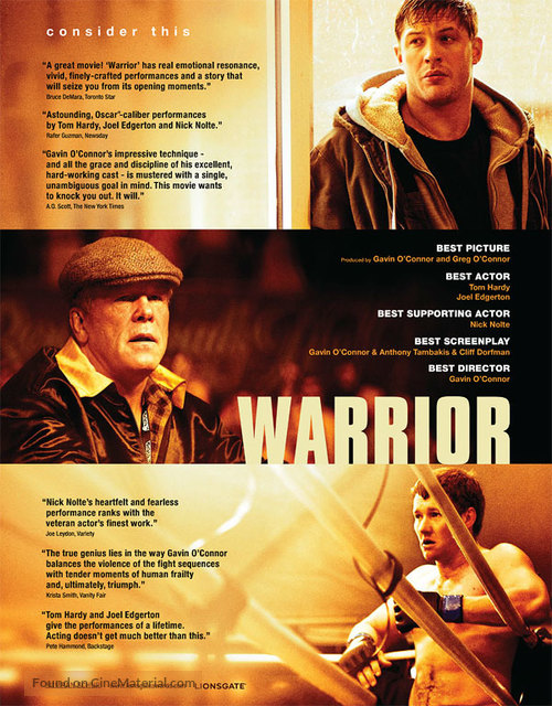 Warrior - For your consideration movie poster