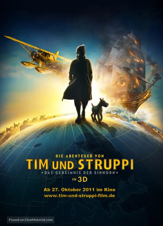 The Adventures of Tintin: The Secret of the Unicorn - German Movie Poster