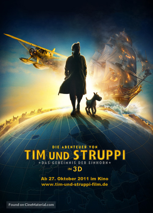The Adventures of Tintin: The Secret of the Unicorn - German Movie Poster